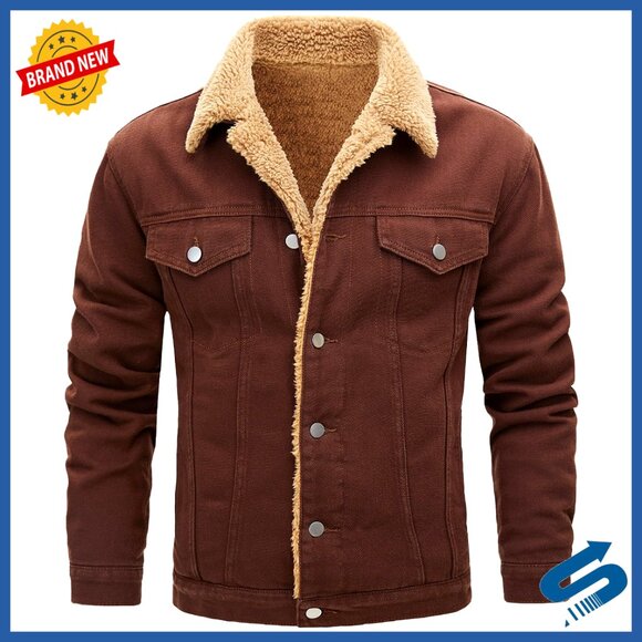 Men's Slim Fit Denim Jacket with Multiple Pockets Machine Washable